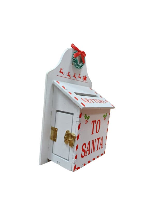 PORTA LETTERE DI BABBO NATALE in LEGNO BIANCO - immagine 2