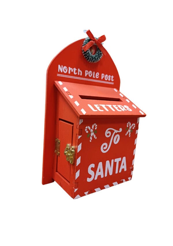 PORTA LETTERE DI BABBO NATALE in LEGNO ROSSA - immagine 2